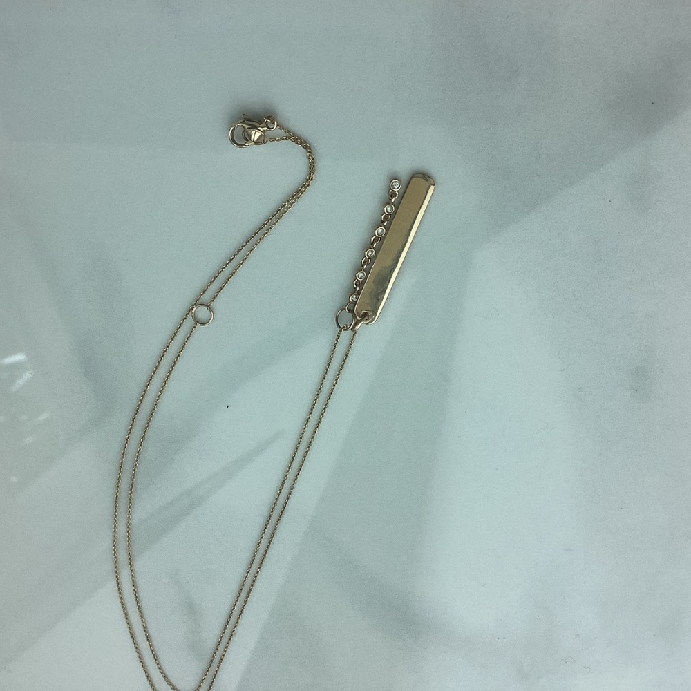 Lulu Jack Vertical Bar and Diamond Bezel Link Necklace - Picture 7 of 7